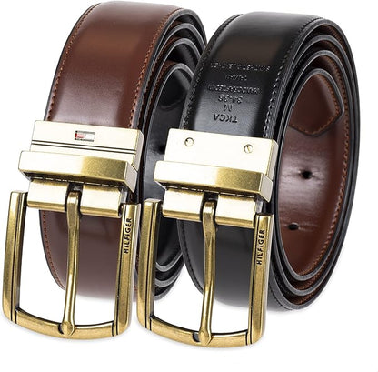 Tommy Hilfiger Men's Reversible Leather Belt, 2‑in‑1 Design for Dress Or Casual Wear