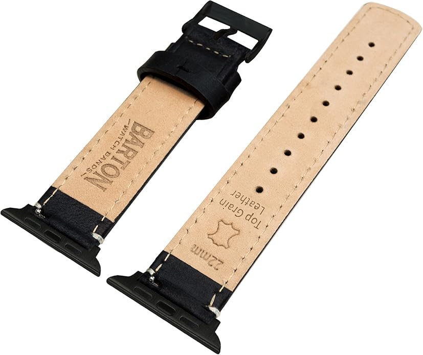 BARTON WATCH BANDS - Top Grain Leather Watch Bands Compatible with Apple Watch Models - 1, 2, 3, 4, 5, 6, 7, 8, 9, 10, SE, Ultra & Ultra 2