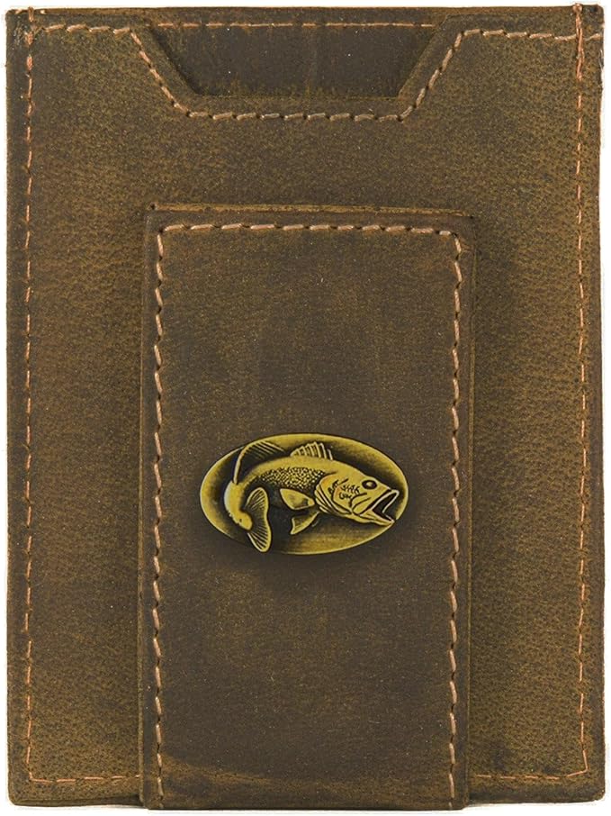 ZEP-PRO Bass Vintage Tan Leather Magnetic Front Pocket Wallet, Slim Stylish for Men