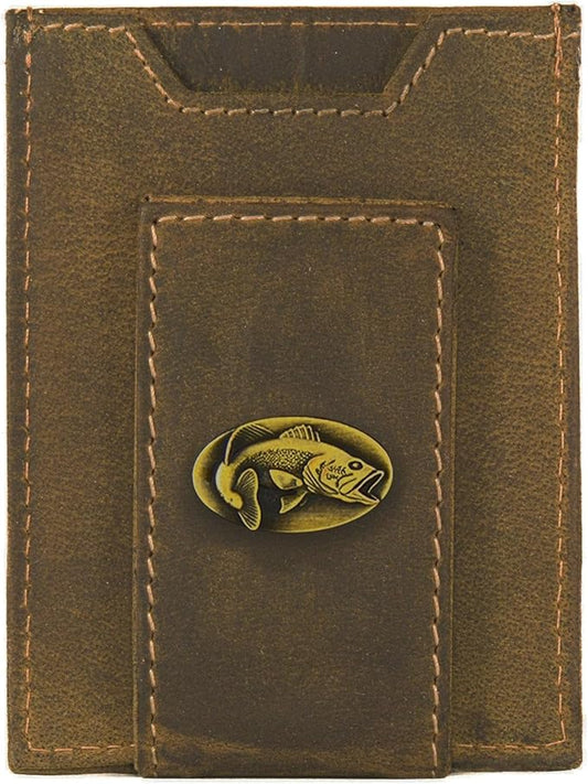 ZEP-PRO Bass Vintage Tan Leather Magnetic Front Pocket Wallet, Slim Stylish for Men