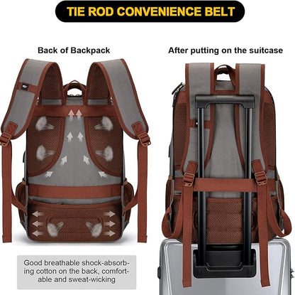 Tzowla Canvas Laptop Backpack, Bag for Men Women,Travel Work Rucksack Fits 15.6 Inch Laptop, Large Capacity Bookbag(Khaki- Grey)
