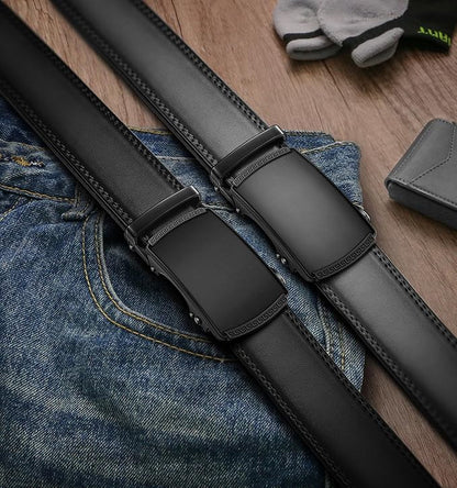 BULLIANT Men Belts 2 Pack,Ratchet Sliding Belt Adjustable For Gift Mens Dress Casual 1 3/8",Cut for Fit