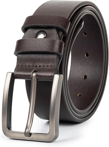 INOGIH Men's Dress Belt - Genuine Leather - Pin-Buckle - Classic Waist Belt for Daily Life