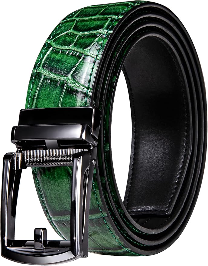 Barry.Wang Mens Belts Leather Ratchet Automatic Buckle Slide Click 1 3/8" Designer Dress Fashion Classic Casual Work Business