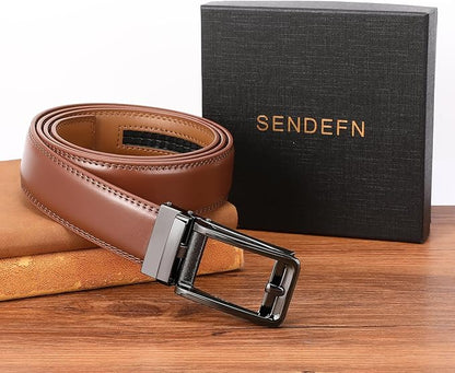 SENDEFN Men's Leather Dress Casual Belt 1 3/8" Automatic Adjustable Click Buckle Belts with Gift Box