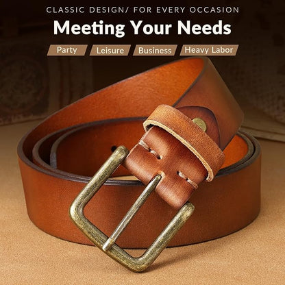 Men's Leather Belt Full Grain Leather Belts for Men Handmade Real Solid Top-Grain Leather Heavy-Duty Work Belt Gifts