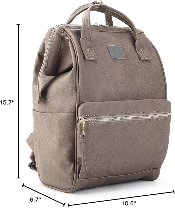 Kah&Kee Leather Backpack for Women and Men 15-inch Laptop Bag | Teacher Professional, Diaper Bag Backpack, Ideal for Work, School, Nurse, College & Travel (Dark Gray, Medium)