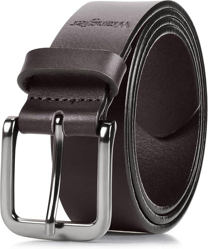 Wrangler Men’s Full Grain Genuine Leather 35mm Thick Casual Belt for Jeans, Pants