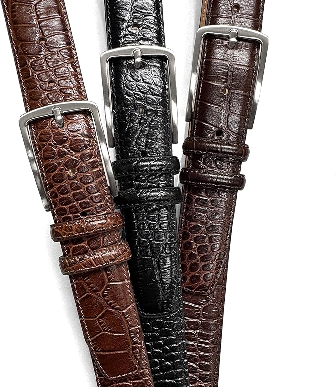 Men's Oil-Tanned Genuine Leather Dress Classic Belt 1-1/8"(30mm) or 1-3/8"(35mm) Wide One Piece Dress Belt