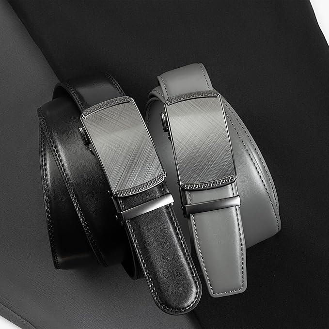 Founders & C Ratchet Belts for Men-Black/Brown Belt Leather 1 3/8" for Casual Dress-Micro Adjustable Belt