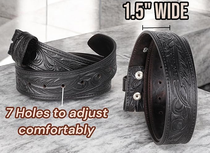 F&L CLASSIC Western Belt without buckle for men – Full Grain Leather Cowboy Belts for jeans - One Piece Leather strap belt