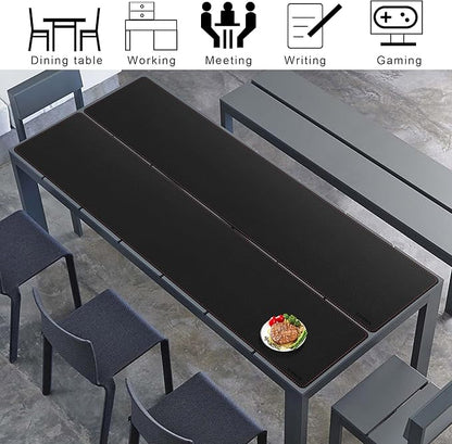 ZORESYN Extra Large Desk Mat (70.9 "x15.8) - PU Leather Multipurpose Table Pad for Dining Table, Coffee Table, Office & Home - Waterproof Desk Mat for Keyboard, Mouse, and Writing (Black)