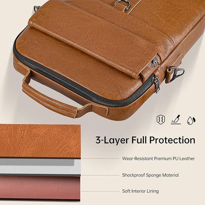13 Inch Laptop Shoulder Bag Leather Carrying Case for Macbook Air 13" M5 M4 M3 M2 A3420 A3113 A2681/ MacBook Neo 13 A18 Pro