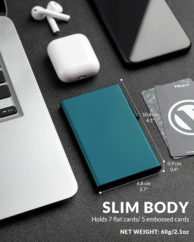 VULKIT Minimalist Credit Card Holder Pop Up Cards RFID Protection Slim Metal Wallet