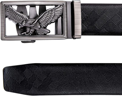 Dubulle Designer Mens Belts, Sliding Automatic Buckle Ratchet Dress Belt TOP Genuine Leather Strap Gifts