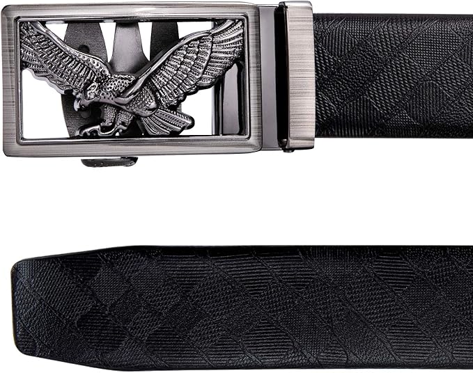 Dubulle Designer Mens Belts, Sliding Automatic Buckle Ratchet Dress Belt TOP Genuine Leather Strap Gifts