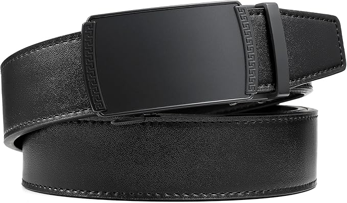 Founders & C Ratchet Belts for Men-Black/Brown Belt Leather 1 3/8" for Casual Dress-Micro Adjustable Belt