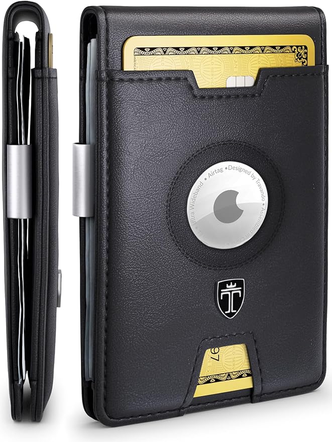 TRAVANDO AirTag* Wallet Mens Wallet with Money Clip Air Tag Wallet Card Holder RFID Blocking Bifold Gifts for Men