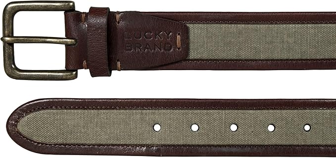 Lucky Brand Men's Jeans Leather Belt| Classic| Casual| Dress| Everyday| American Heritage| Genuine Leather| Metal Buckle