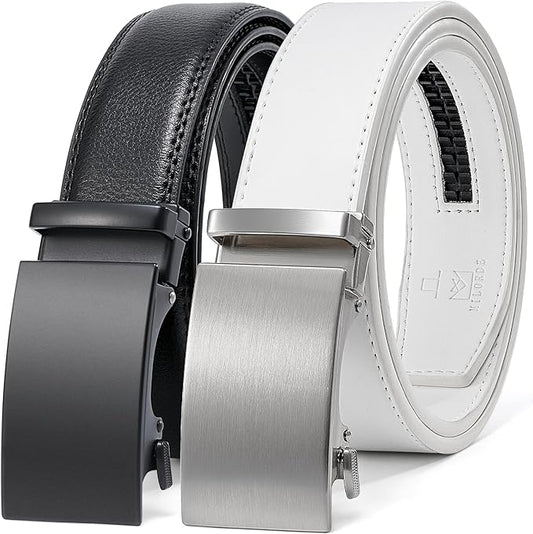 MILORDE Men's Leather Ratchet Belt - 35mm - Customizable Fit