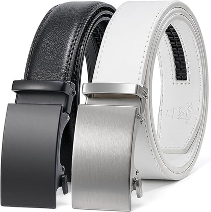 MILORDE Men's Leather Ratchet Belt - 35mm - Customizable Fit