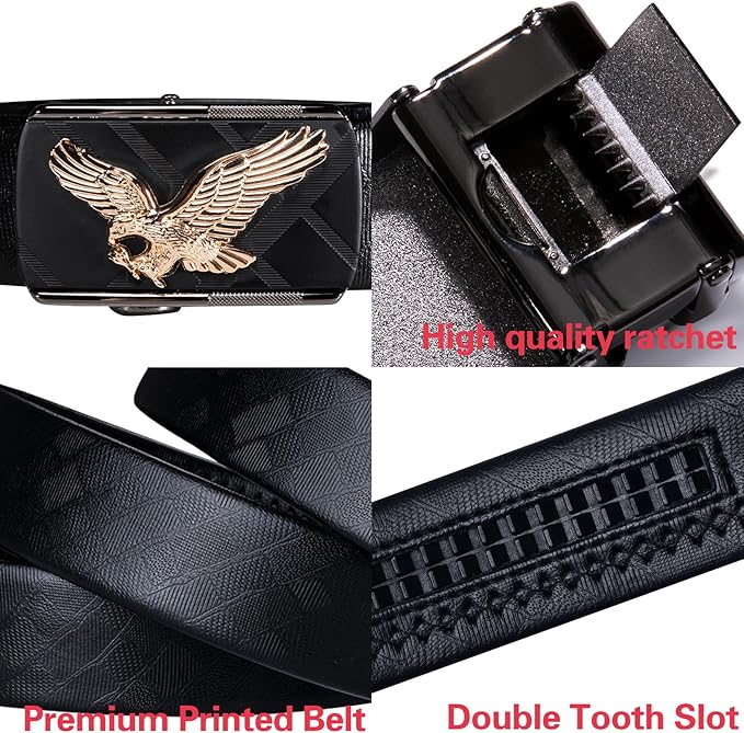 Dubulle Designer Ratchet Belt for Men Leather Fashion Adjustable Automatic Buckle Sliding Removable Dress Casual