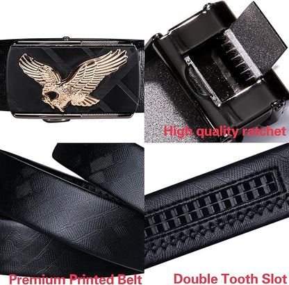 Dubulle Designer Ratchet Belt for Men Leather Fashion Adjustable Automatic Buckle Sliding Removable Dress Casual