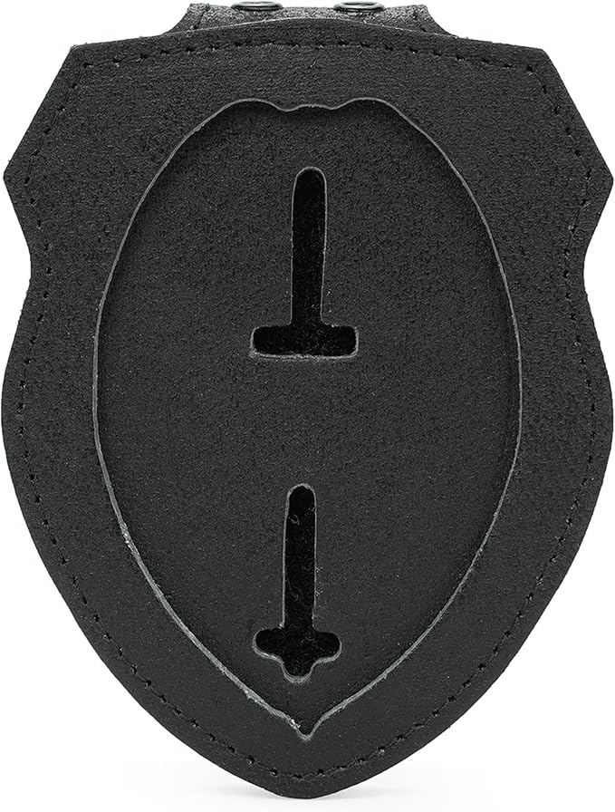 TT TYTX Sheriff Badge Holder, Police Badge Holder, Leather Police Badge Belt Clip Holder with Universal Round Neck Stainless Steel Chain and Concealed Photo Pocket