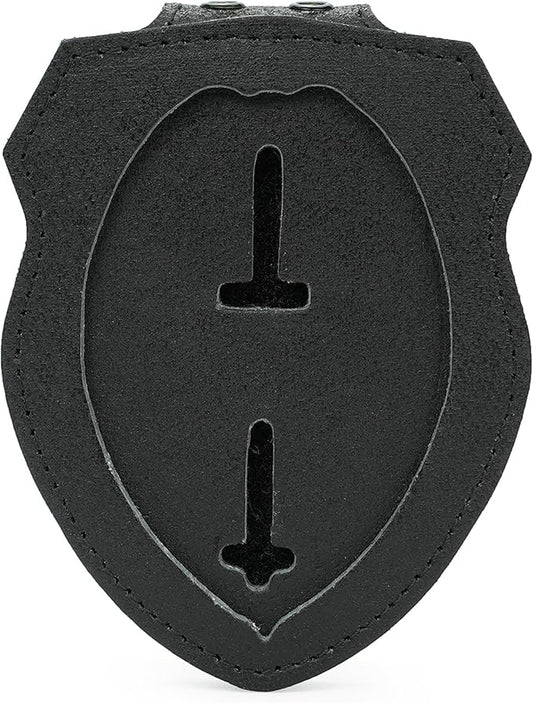 TT TYTX Sheriff Badge Holder, Police Badge Holder, Leather Police Badge Belt Clip Holder with Universal Round Neck Stainless Steel Chain and Concealed Photo Pocket
