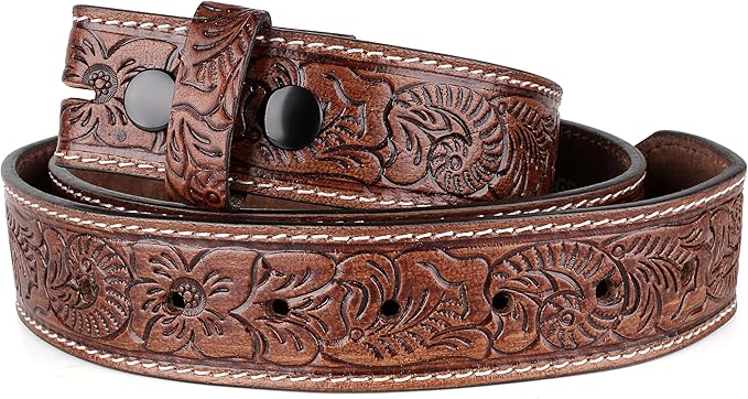 F&L CLASSIC Western Belt without buckle for men – Full Grain Leather Cowboy Belts for jeans - One Piece Leather strap belt