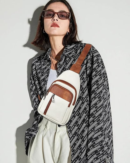 MASINTOR Sling Bag for Women - Crossbody Bags Fanny Pack with Vegan Leather - Adjustable Sling Backack for Travel