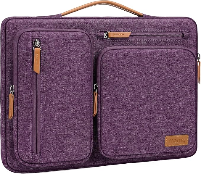 MOSISO 360 Protective Laptop Case 16 inch, 15-15.6 inch Laptop Sleeve Compatible with MacBook Pro 16, HP Acer Dell Lenovo ASUS, Side Open Carrying Case with 4 Zipper Pockets&Handle, Argyle Purple
