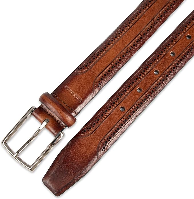 Cole Haan Men's Leather Dress Belt – Polished Brown, Tan Or Cognac Strap for Work & Formal Wear