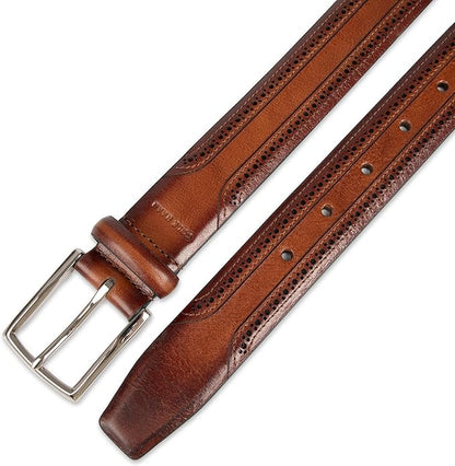 Cole Haan Men's Leather Dress Belt – Polished Brown, Tan Or Cognac Strap for Work & Formal Wear