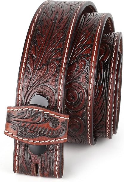 F&L CLASSIC Western Belt without buckle for men – Full Grain Leather Cowboy Belts for jeans - One Piece Leather strap belt