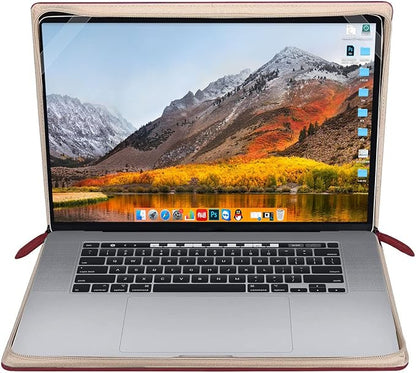 MOSISO Compatible with MacBook Pro 16 inch Case 2025-2021 M4 A3403 A3186 M3 A2991 M2 A2780 M1 A2485/2019 2020 A2141,PU Leather Laptop Sleeve Vintage Retro Zippered Portfolio Protective Cover,Wine Red