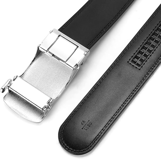 BOSTANTEN Mens Belt Leather Ratchet Belt For Men Dress and Casual with Adjustable Buckle, Trim to Fit