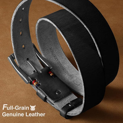 SANSTHS Mens Full Grain Cow Leather Belt Heavy Duty Work Belt Casual Every Day Belt for Jeans