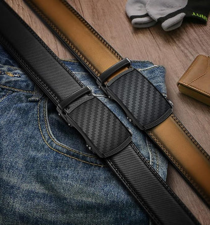 BULLIANT Men Belts 2 Pack,Ratchet Sliding Belt Adjustable For Gift Mens Dress Casual 1 3/8",Cut for Fit