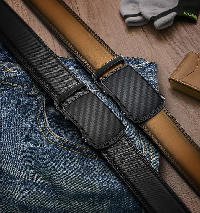 BULLIANT Men Belts 2 Pack,Ratchet Sliding Belt Adjustable For Gift Mens Dress Casual 1 3/8",Cut for Fit