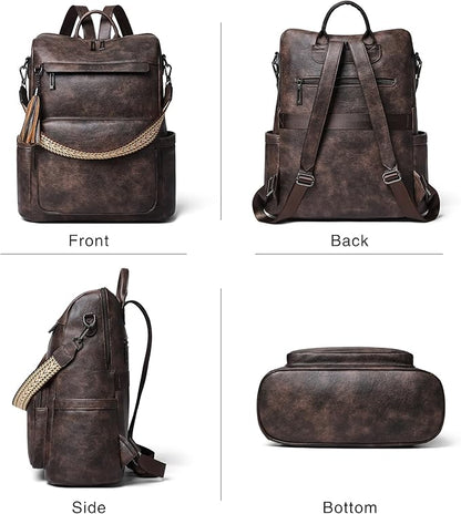 Shrrie Vegan Leather Laptop Backpack for Women 15.6 inch Work Backpack Fashion Travel Backpack Purse for Travel College Work
