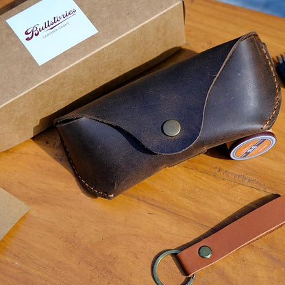 Leather Eyeglasses Case,Flexible Sunglasses Pouch Slim Case for Women Men Horizontal Eyeglass Case