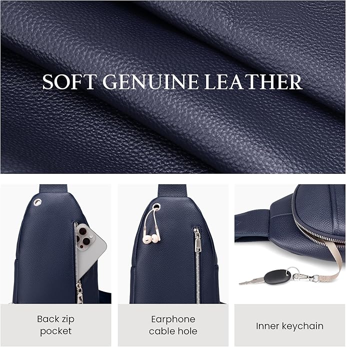 befen Genuine Leather Small Crossbody Sling Bags for Women Anti-Theft Fanny Packs Chest Bags Purse with Built in RFID Wallet