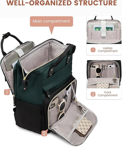 LOVEVOOK Laptop Backpack for Women, 15.6'' Waterproof Nurse Bag Teacher Work Backpack Purse for Women, Travel Computer Backpack for College Office Business Ladies