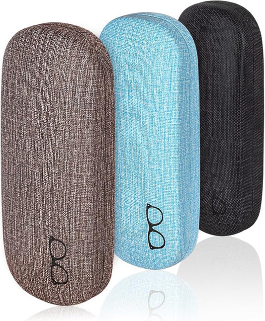 RayLove 3-Pack Hard Shell Eyeglasses Case Large Reading Glasses Hard Case