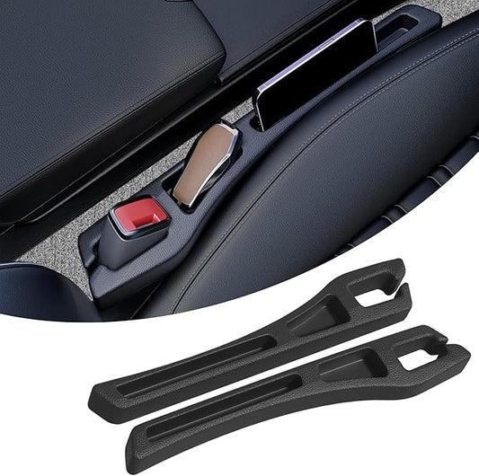 2PCS Car Seat Gap Filler Organizer, Multifunctional Car Gap Filler with Fill and Storage Function for Storing Phones Keys Cards, Universal No Drop Seat Guard for Cars (Black)