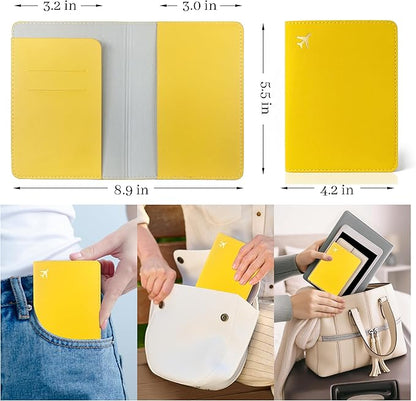 Passport Holder for Travel Essentials,RFID Blocking Passport Cover Case for Travel Accessories,Travel Wallet for Women Men (Lemon Yellow)