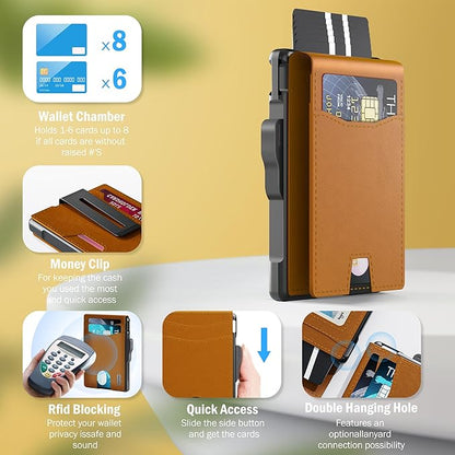 umoven Wallet for Men - with Money Clip Slim Leather Slots Credit Card Holder RFID Blocking Bifold Minimalist Wallet