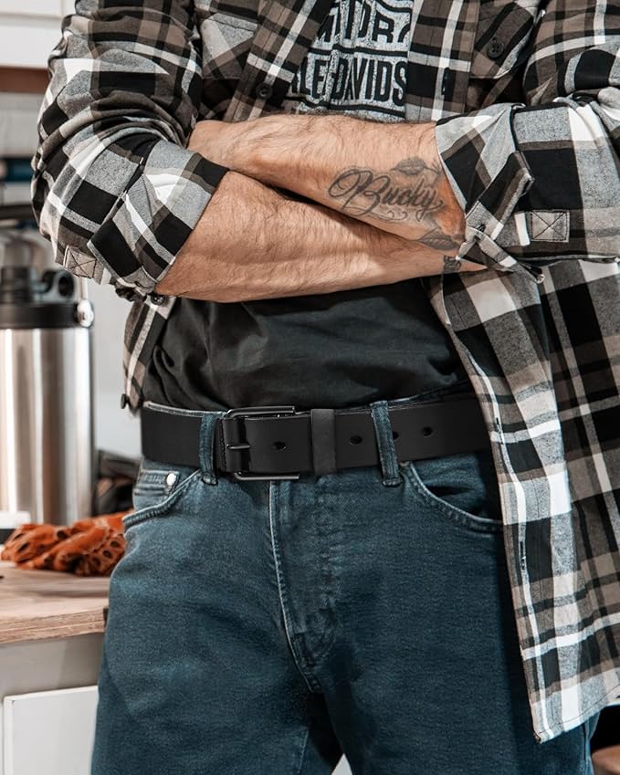 CHAOREN Full Grain Leather Belt for Men, Work Belts for Men Heavy Duty, Daily Wear for Jeans Pants