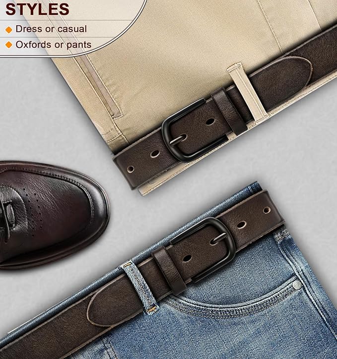 BULLIANT Men Belt Multi Pack,Leather Belt For Gift Men Golf Dress Casual Jean 7Holes 1 3/8"